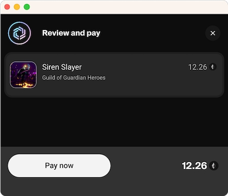Transaction confirmation screen